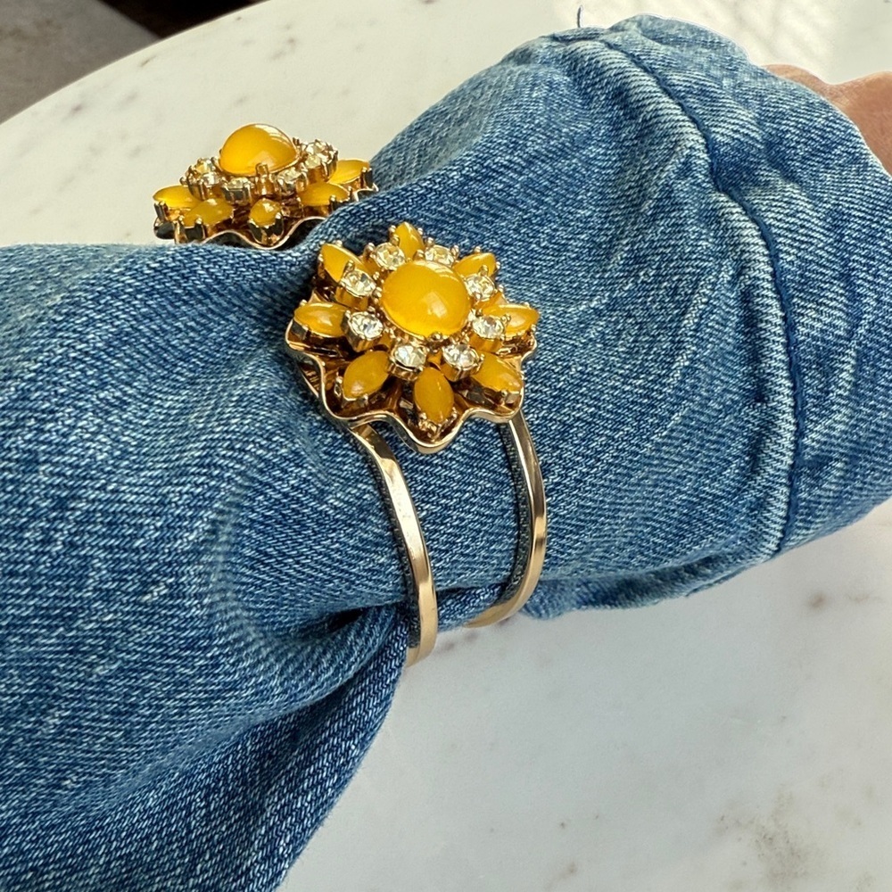 Banana Republic Gold and Yellow Floral Bracelet